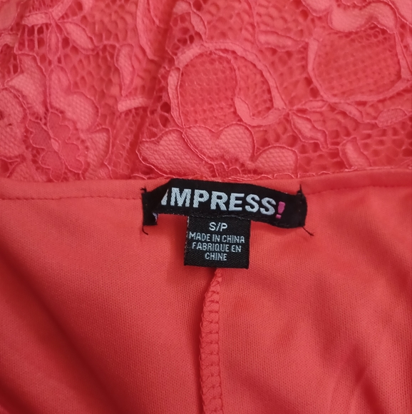 2/$50 Coral Red Lace Dress - Size Small - Picture 5 of 6